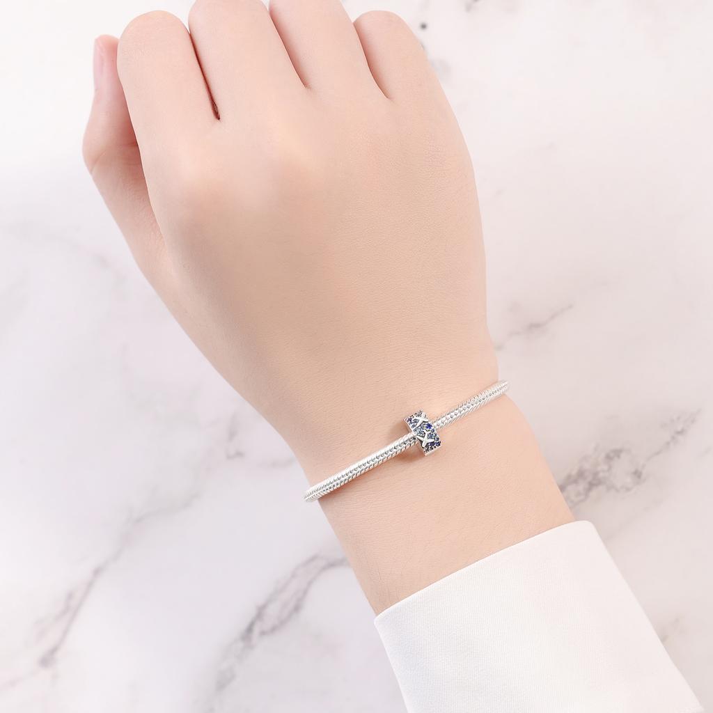 Original Copper Charms Luxury Flying Blue Zircon Beads Fit Bracelet Diy Women Making Delicate Gift Jewelry