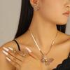 Elegant Hollow Floral Earrings Necklace Set Women Alloy Jewelry Minimalist Chic Accessories