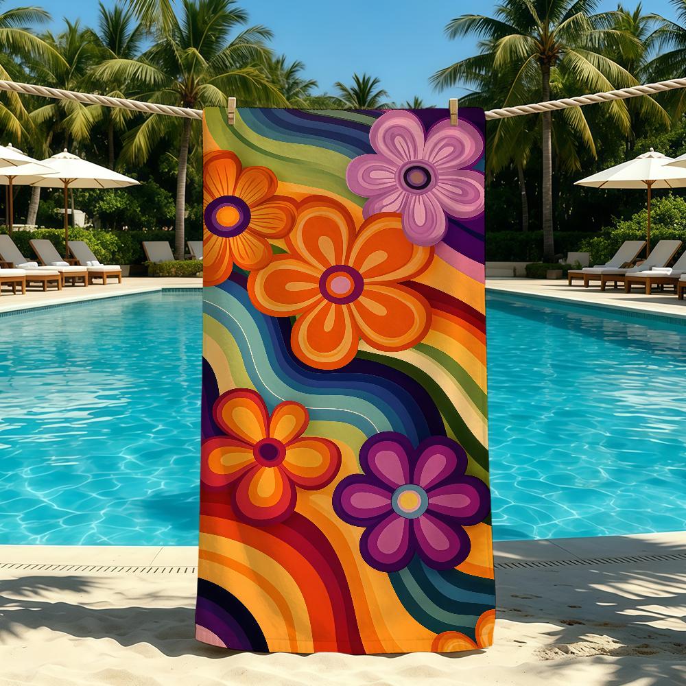 Towel For Outdoor Colorful Camping Beautiful Beach Towel Flowers Super Absorbent Quick-Drying Summer Towel