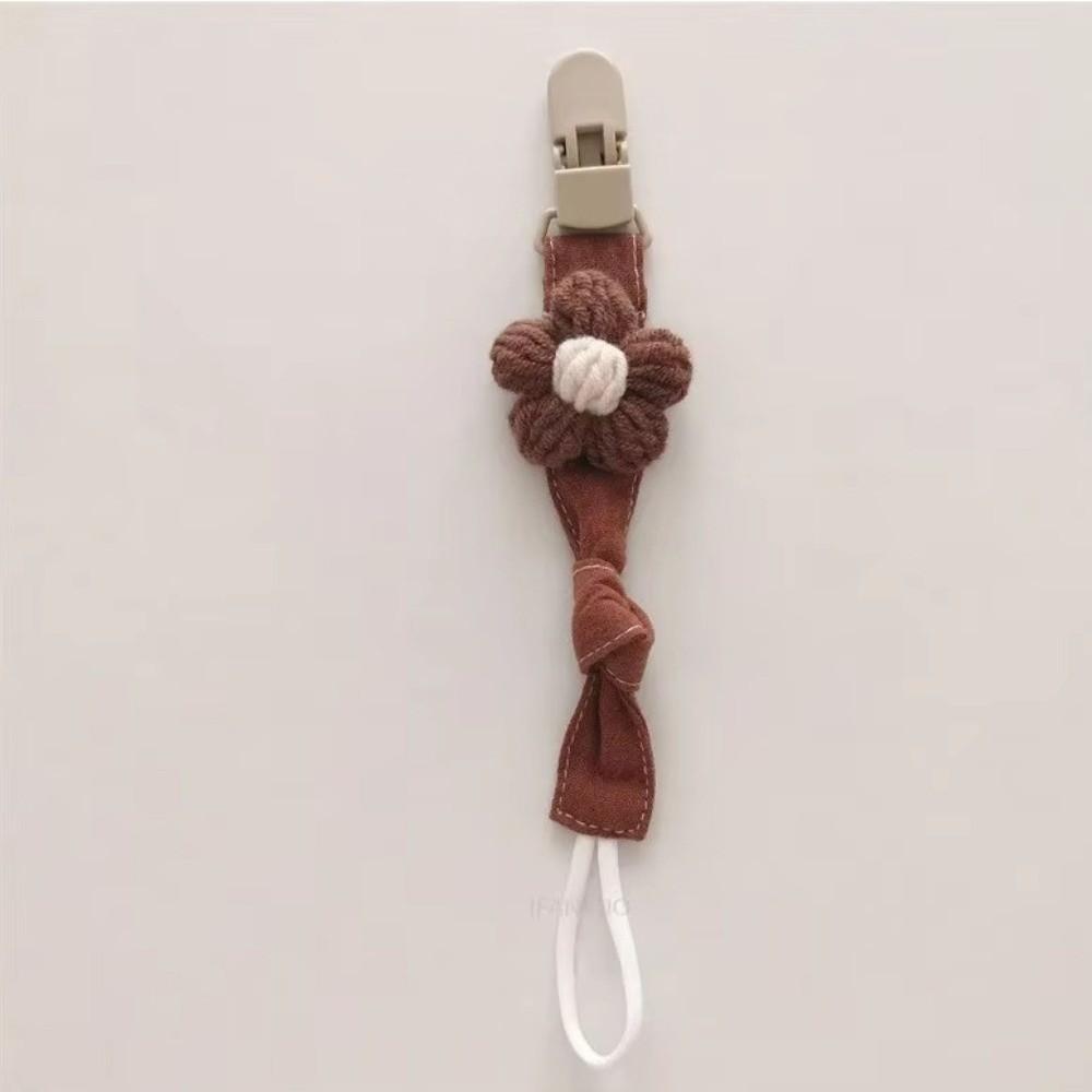 Blumen-Dummy-Nippelhalter aus Kunststoff kariert bestickte Schnullerclips Retro Baby Schnullerkette Mädchen