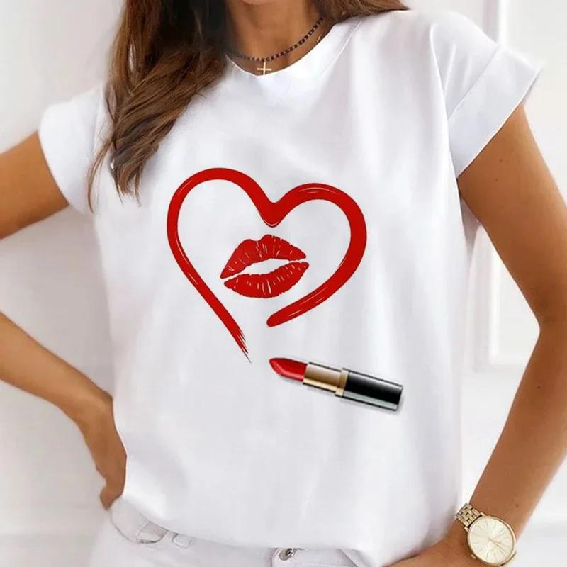 Festival Christmas Printed Short Sleeved Casual Womens Tshirt Crewneck Tops Kawaii Fashion Women TShirt Clothes Harajuku