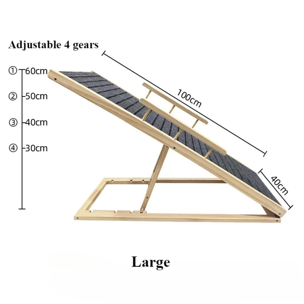 Pet Ladder Foldable Anti-skid Solid Wood Dog Slope Elderly Dog Assisted Ladder Adjustable Scratch Resistant Household Pet Ramp