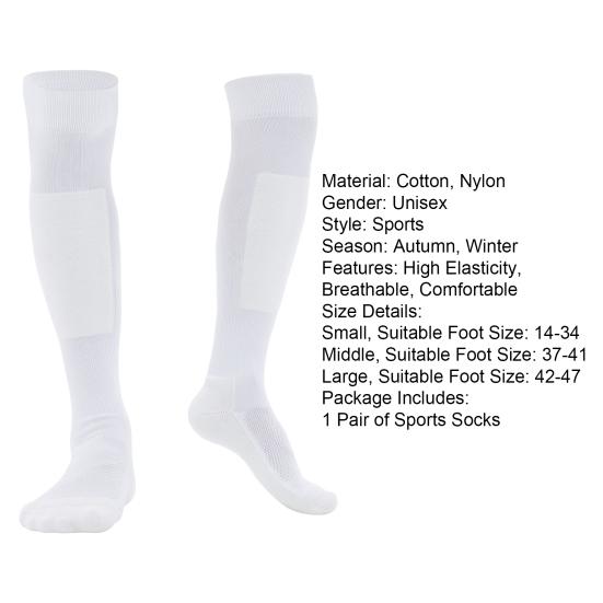 1 Pair Sports Socks Knee High Stretchy Moisture Wicking Terry Non-slip Foot Protection Thickened Men Women Football Fencing Stockings for Outdoor
