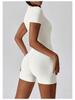 Women's Summer Zipper Short Sleeve Yoga Bodysuit Jumpsuit