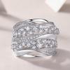 Gorgeous Wide Silver Color Rings for Women Luxury Party Accessories Brilliant Cubic Zirconia Finger Jewelry for Wedding