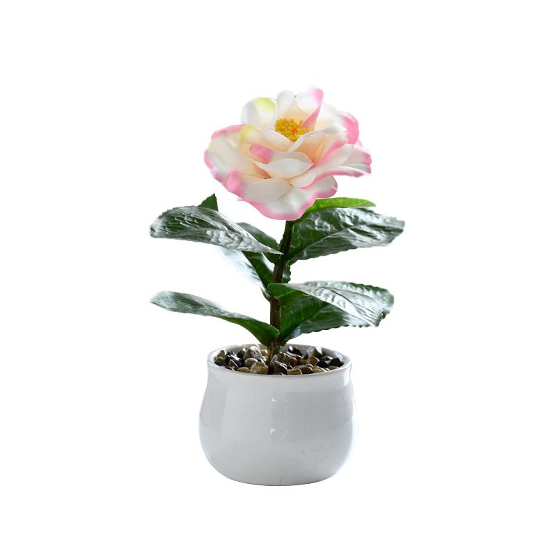 

1 шт. декор комнаты с одной головкой настольный орнамент камелия бонсай поддельные растения искусственный цветок розовый