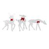 3-teiliges beleuchtetes Weihnachts-Hirsch-Familien-Set für den Außenbereich, Hofdekoration mit LED-Lichtern, rote Schleifen, Mutter-Kind-Rentier-Gartendekoration