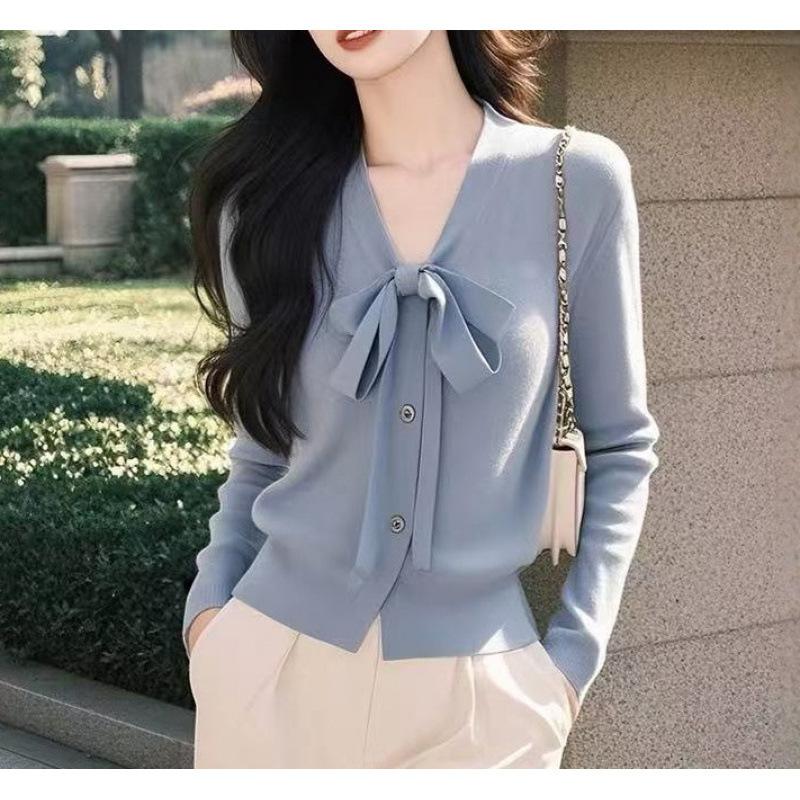 

Кардиган с бантом, одежда с темпераментом для весны и осени, тонкое пальто, красивая кофта One Size