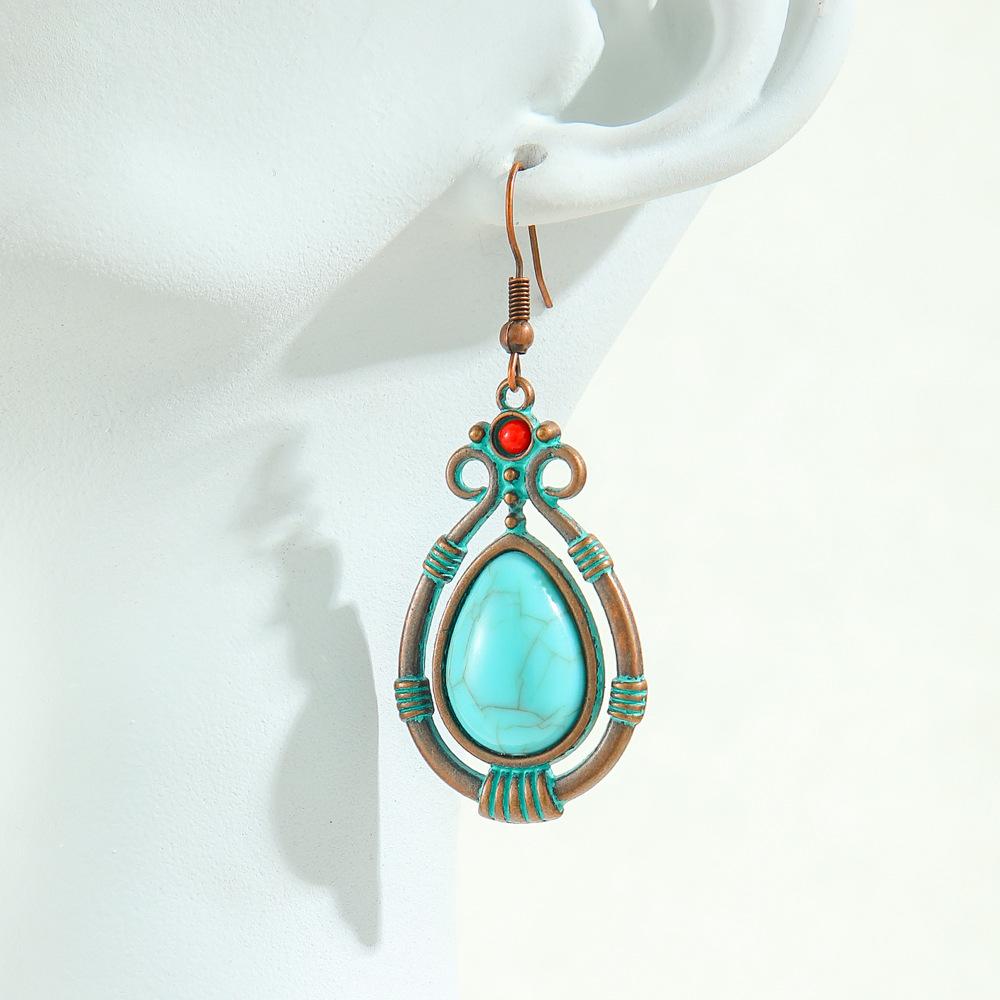 Cercei turcoaz Cercei boemi cu ciucuri, aliaj geometric, stil retro, accesorii urechi lăudăroși