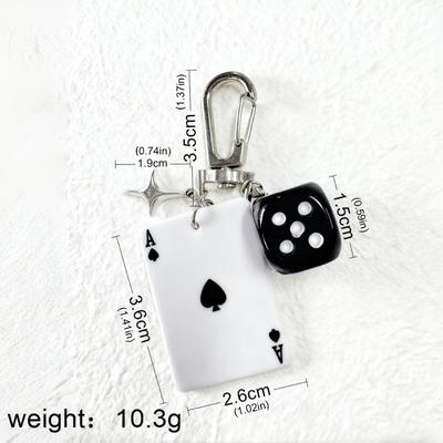 Creative Poker Game Multi Charm Keychain Pendant for Bag Backpack Accessories Acrylic Alloy Decoration