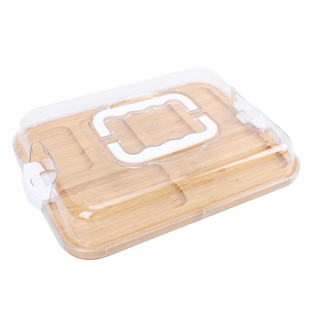Charcuterie Board with Clear Lid Travel Portable Cheese Board Cutting Board for Kitchen Home 6 Compartments
