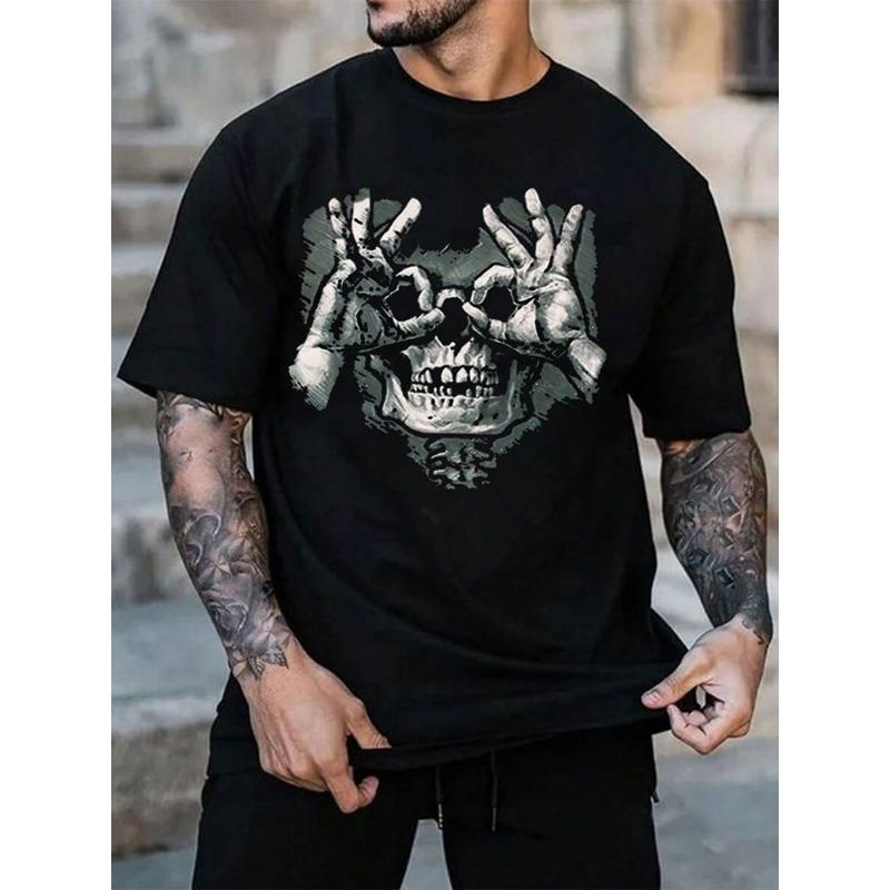 Summe Street Men's T-shirt Skull Print Men's T-shirt Casual Short-sleeved Top Outdoor Sports Fashion Men's T-shirt Clothing