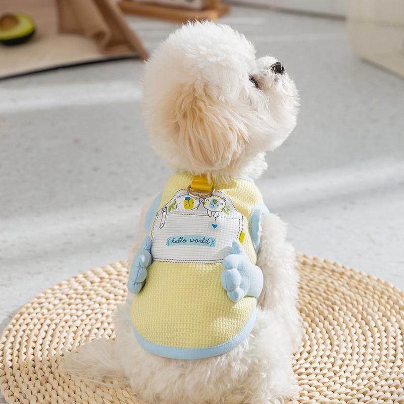 Cute Dog Clothes Teddy Bear Miniature Dog Cartoon Three-dimensional Tractable Vest Dog Pet Spring and Summer Clothing