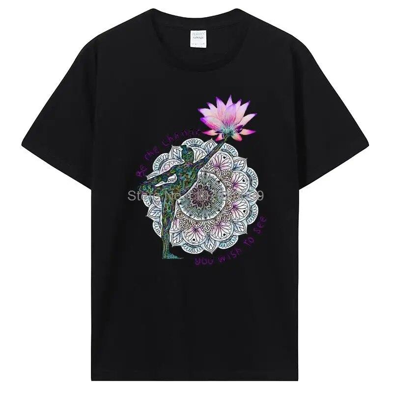 Радужная красивая футболка с графическим принтом Мандалы, женская футболка унисекс, крутая повседневная хлопковая футболка с коротким рукавом, уличная одежда в стиле Харадзюку L