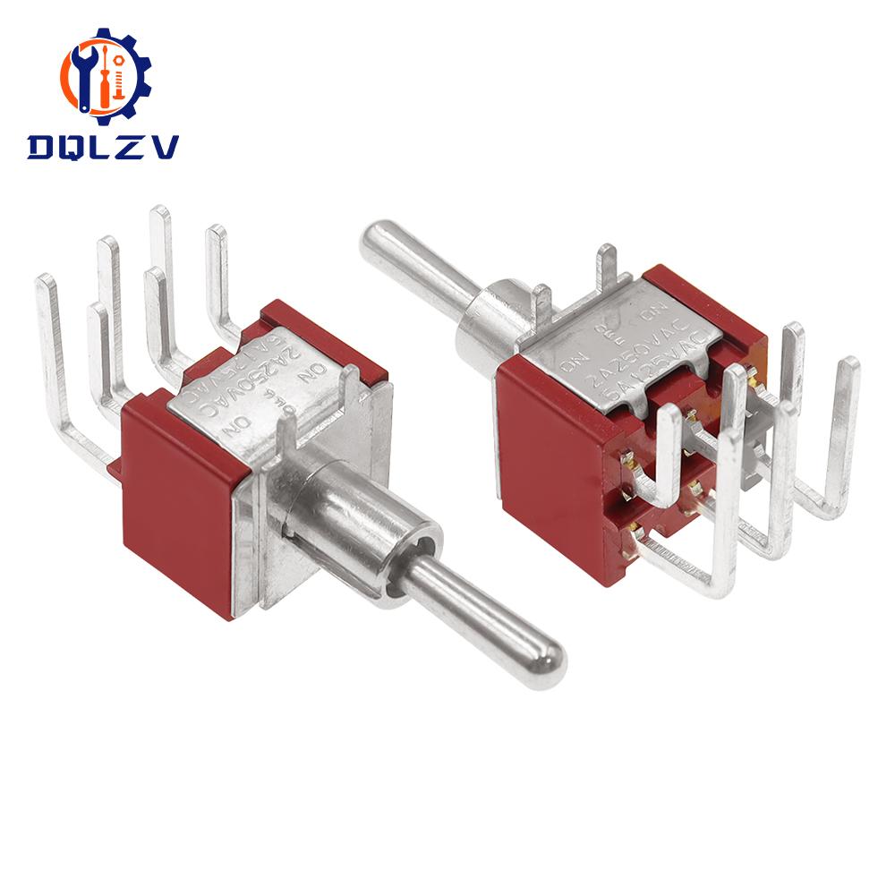 6MM Toggle Switch Bent Switch 2/3/10A 125/250V AC 2nd Gear 3rd Gear Toggle Switch 3/6Pin Side Bend Rocker Switch