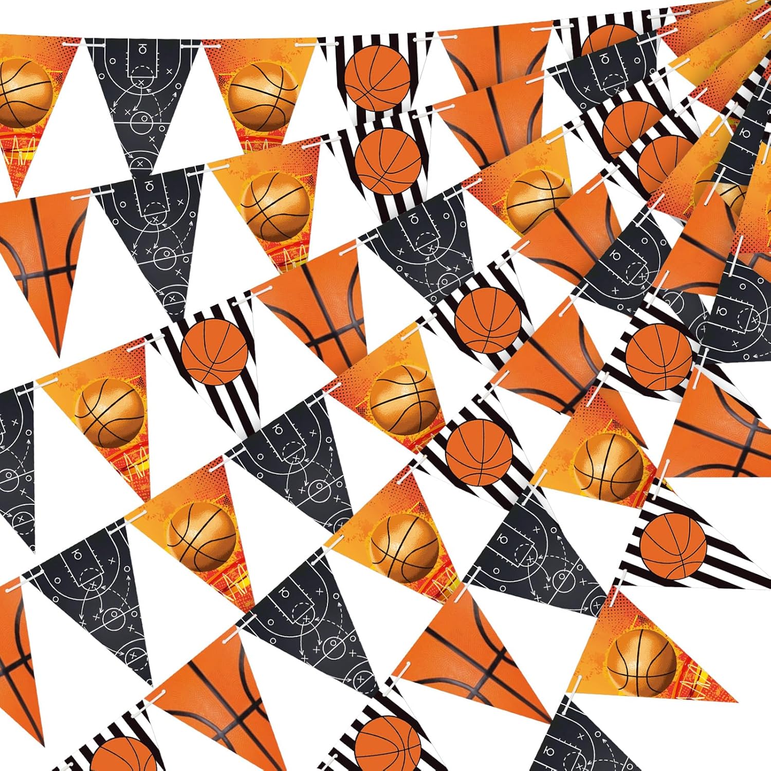 5 Pcs Basketball Pennant Banners Basketball Themed Party Decorations Flag Garland Bunting for Party Supplies Birthday Party Home Outdoor Hanging