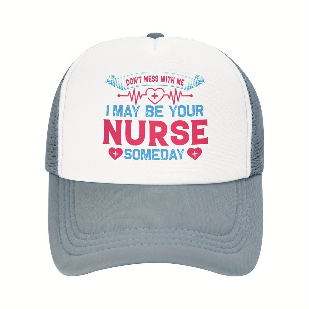 Dont Mess With Me Nurse Life ECG Heartbeat Trucker Hat Breathable Mesh Baseball Cap Casual Adult