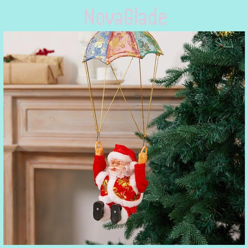 Christmas Santa Electric Parachute Toy With Music And Light For Kids Holiday Decor