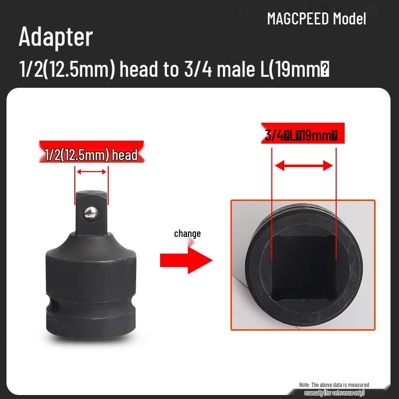 Austauschbarer pneumatischer Schlagschrauber mit Steckkopf und Reduzieradapter, passend für Größen 1/4, 3/8, 1/2 (Klein, Mittel, Groß).