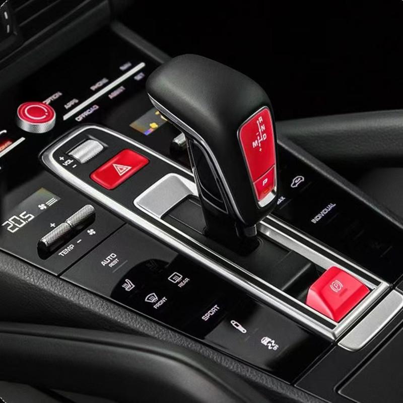5 Piece Metal Car Central Console Gear Shift Knob Panel P Button Cover Trim For Porsche Cayenne 2018-2025 Interior Accessories