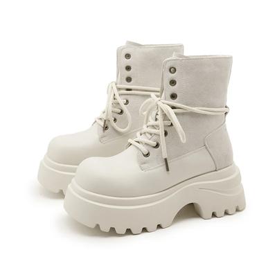 Fashion New Women's Ankle Boots and Booties Thick-soled Casual Boots Women Large-Size Round-Toe Motorcycle Boots Female