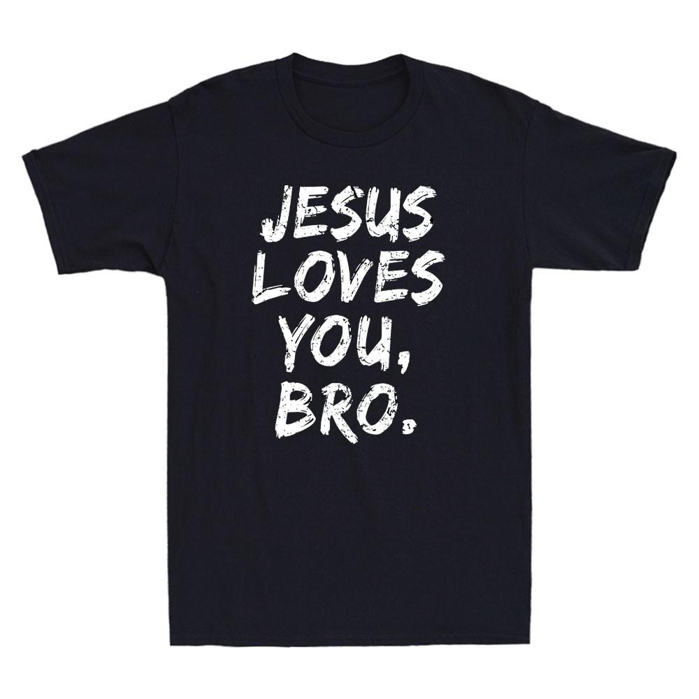 Jesus Loves You Bro Christian Believer Faith God Religious Vintage Men s T-Shirt L