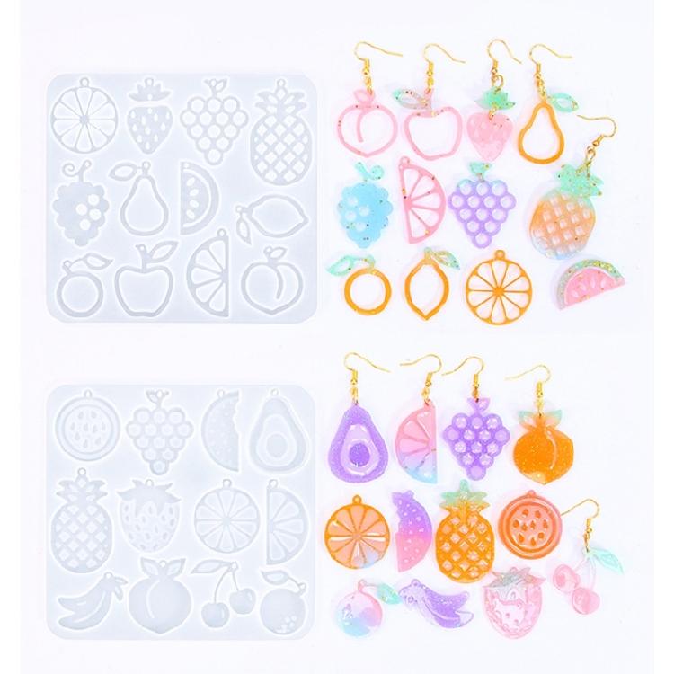 Silicone Earring Molds Resin Drop Jewelry Moulds Fruit/Vegetable Series Jewelry Making Molds for Kids and Teens Crafting