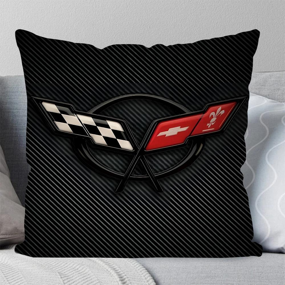 Cool Car C- Corvette Pillow Case Square Pillow Bedroom Sofa Leisure Comfort Cushion Car Living Room Home Decoration 40X40