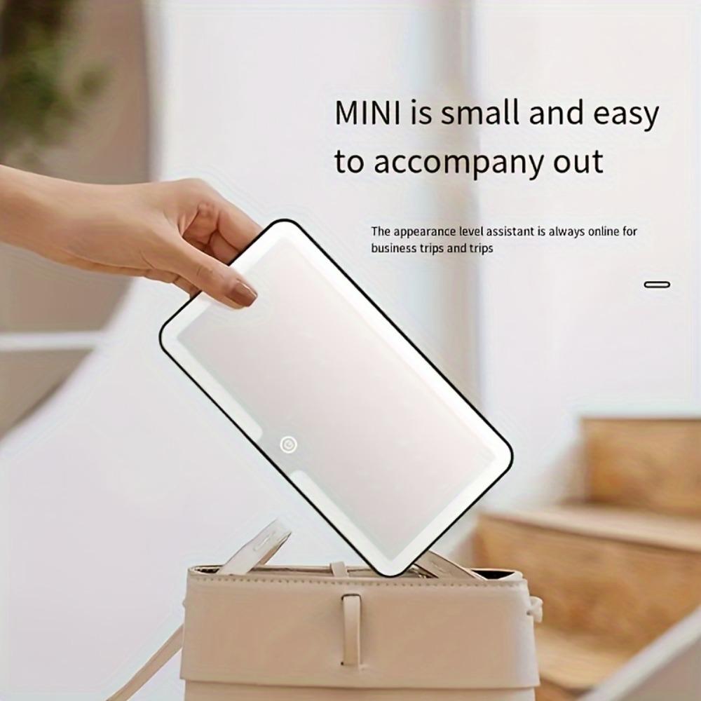 LED Car Vanity Mirror with Touch Sensor - Tri-Color Lighting, Rechargeable Sun Visor Makeup Mirror for Vehicle Interior