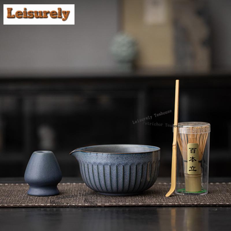 Juge Matcha Eight-piece Set Tools Tea Accessories Ceramic Bowl Whisk Stand Hundred Book Powder Sieve Net Drinkware Accessories