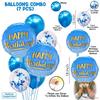 Foil Happy Birthday Printed Balloons Combo Set for Boys Birthday decoration/Birthday Supplies for Boys - 7 Pieces - Blue