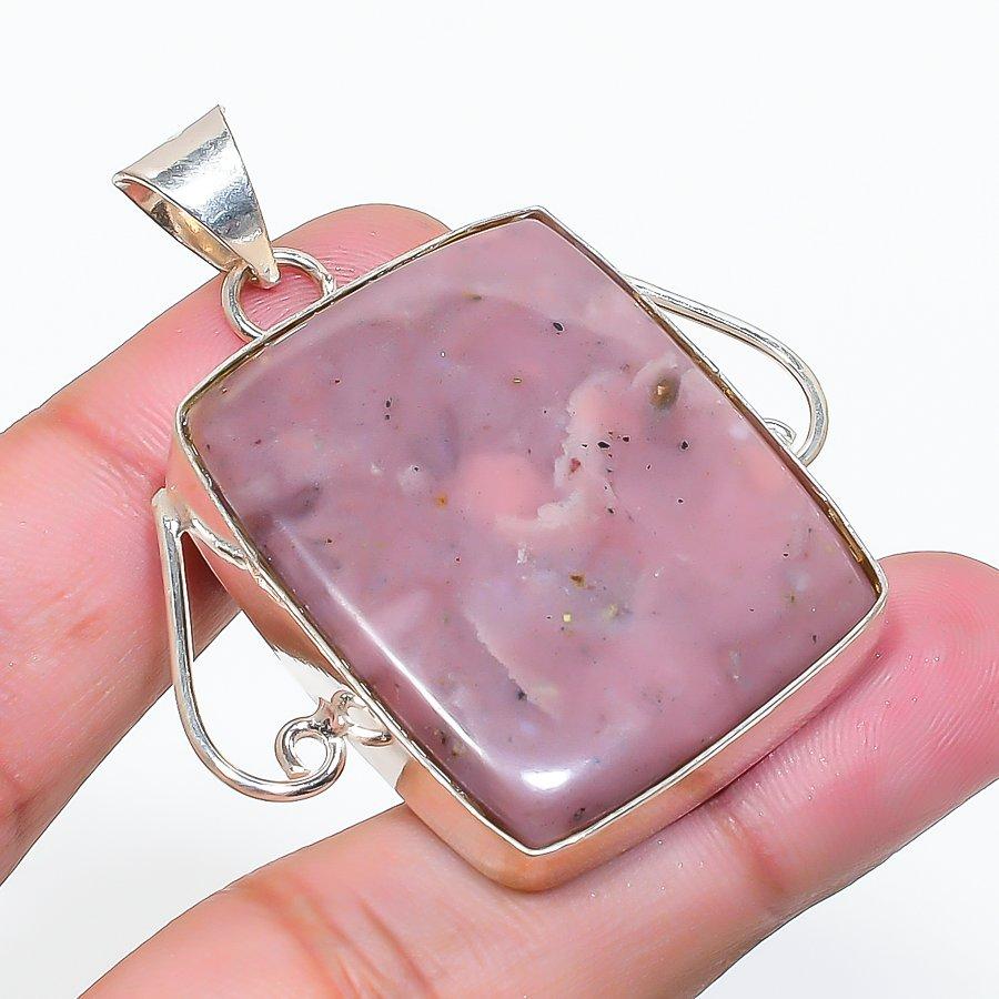 Natural Pink Opal Gemstone Handmade 925 Sterling Silver Pendant 1.97" AP-15130