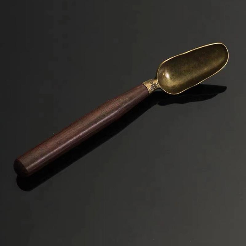 1 ცალი ჩაის კოვზი Ebony Teaspoon მყარი ხის რეტრო კრეატიული ჩაის შოველ ჩაი Kongfu ჩაის ცერემონიის აქსესუარები საჩუქარი