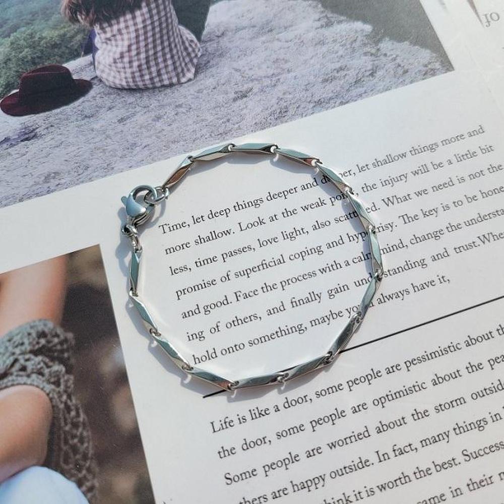 [Blossom Steel] Surgical Steel Mini Bamboo Chain Women's Bracelet (S7837917)