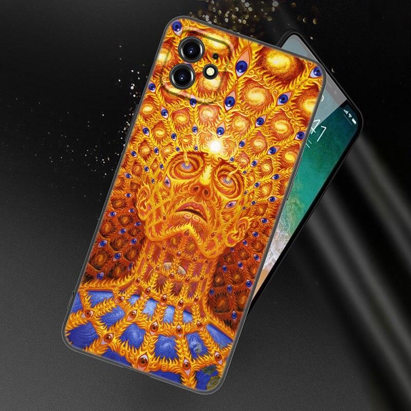 Psychedelic Trippy Kunst Telefon Fall Für Apple iPhone 13 12 Mini 11 Pro XS Max XR X 8 7 6S 6 Plus SE 2022 2020 5S 5 Schwarze Abdeckung