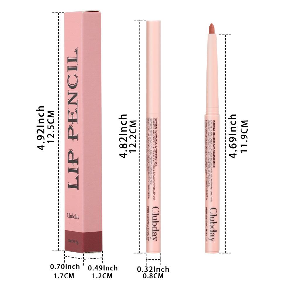Monochromer drehbarer Lipliner, Lippenstiftstift, Make-up, nicht leicht zu entfärben, langanhaltender wasserfester matter Konturen-Lipliner