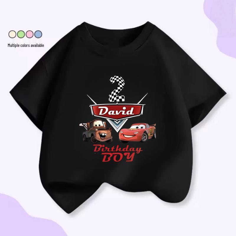 Kinder-Autos-Thema McQueen Bucktooth T-Shirt - Cartoon-Print Baumwolle Kurzarm für Jungen & Mädchen