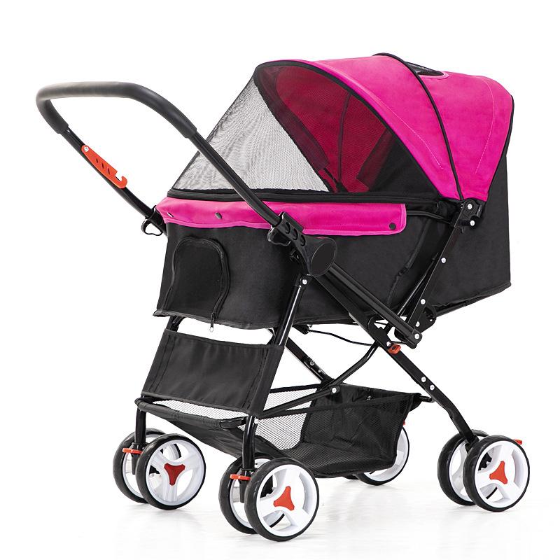 Foldable Pet Stroller for Dogs and Cats with One-Touch Folding Quick Setup and Dual-Direction Function