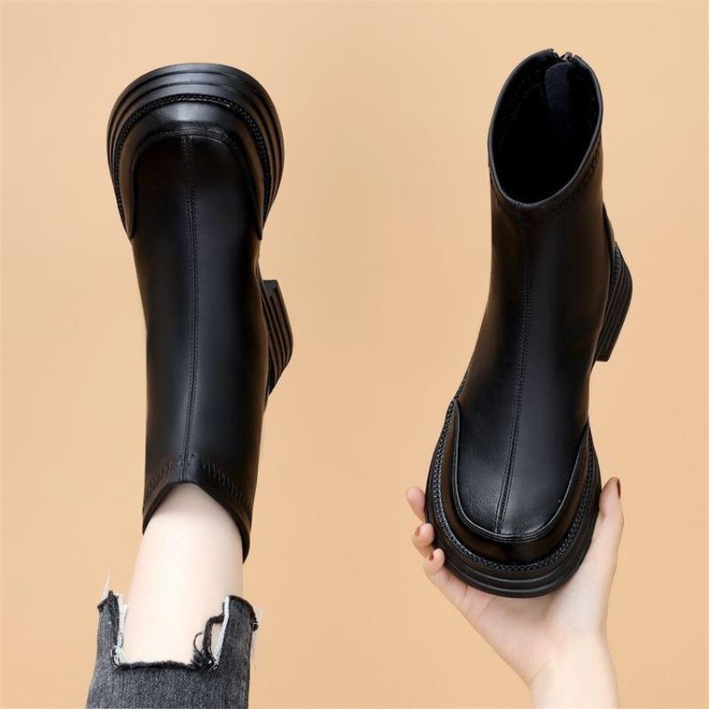 

Retro Martin boots women s autumn and winter new shoes fleece short boots versatile thick-soled elastic boots 40