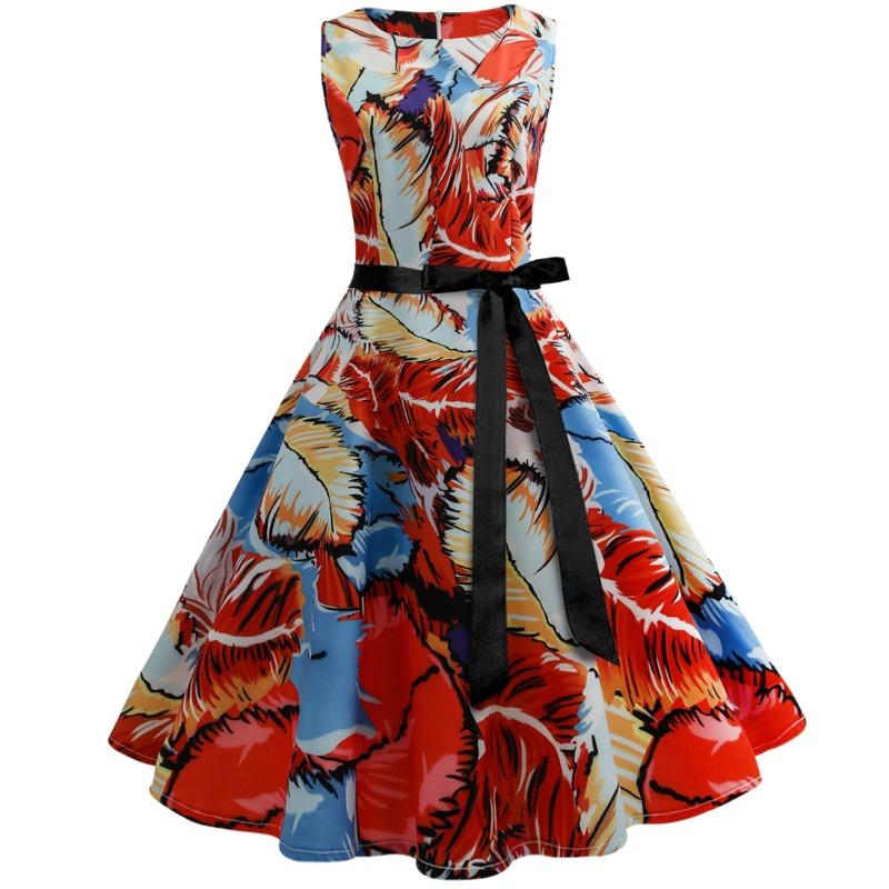 

Винтажное платье, горячо продаваемое, с круглым вырезом, без рукавов, с принтом граффити, шнуровкой на юбке XXL оранжевый