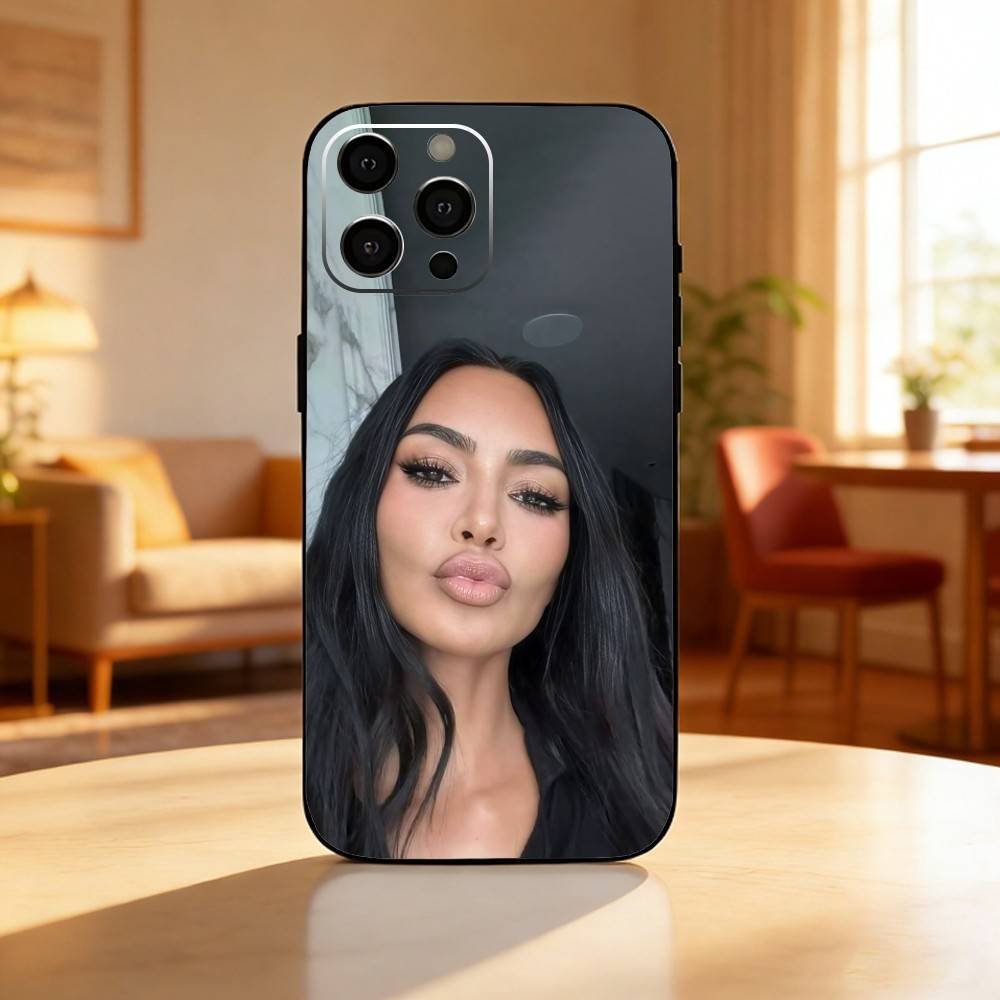 Kim Kardashian Memes Phone Case For iPhone17,16,15,14,13,12 Plus,Max Soft Silicone Black Cover iPhone12PROMAX