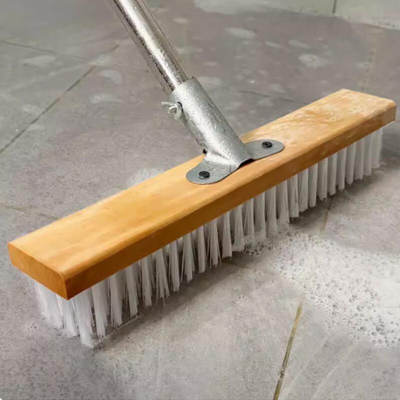 Hard Plastic Floor Brush with Wooden Handle