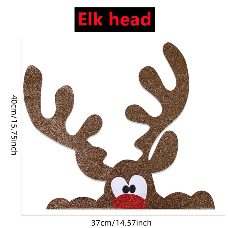 4-1PC Christmas Non-woven Window Stickers Santa Claus Snowman Elk Door Wall Sticker Christmas Decor New Year Home Decorations