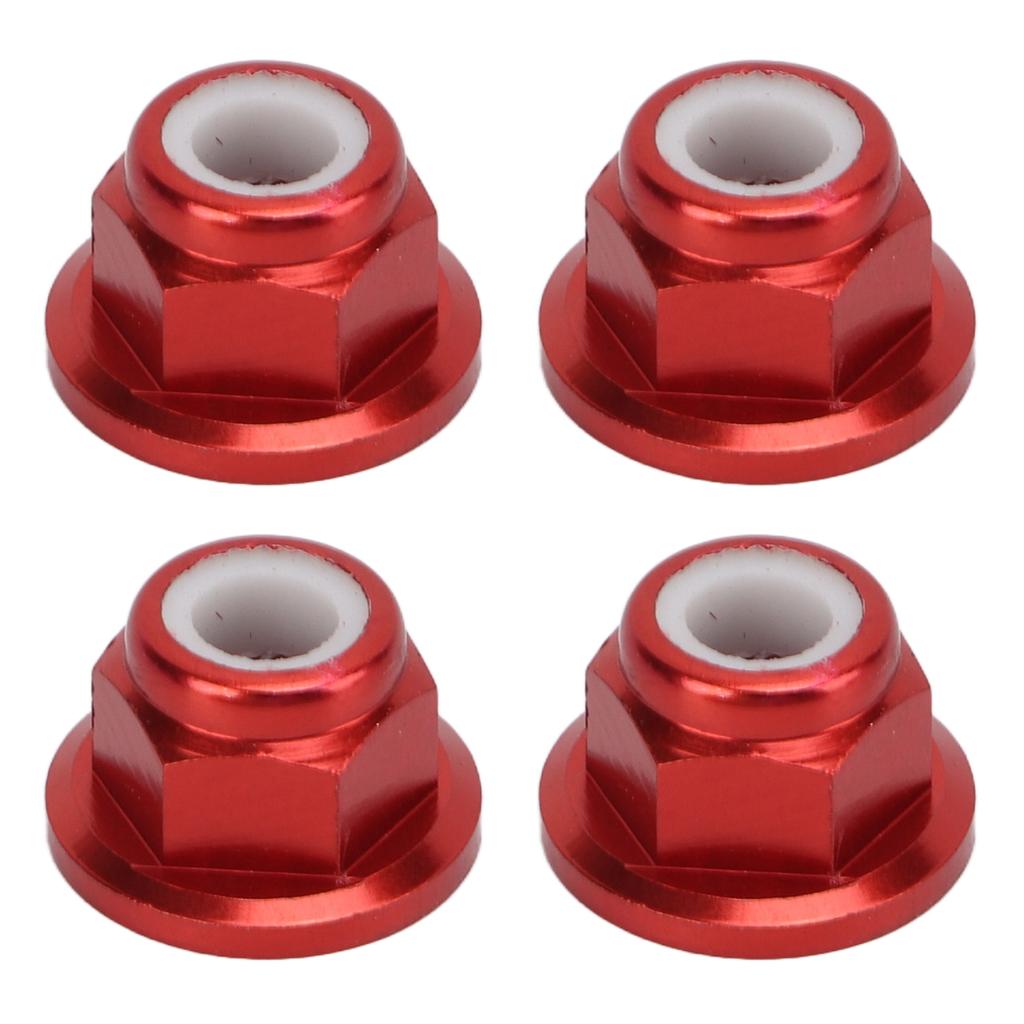 4Pcs RC Car Nuts M4 Aluminum Alloy 4mm Inner Diameter RC Car Accessory for 1   10 Remote Control VehicleRed