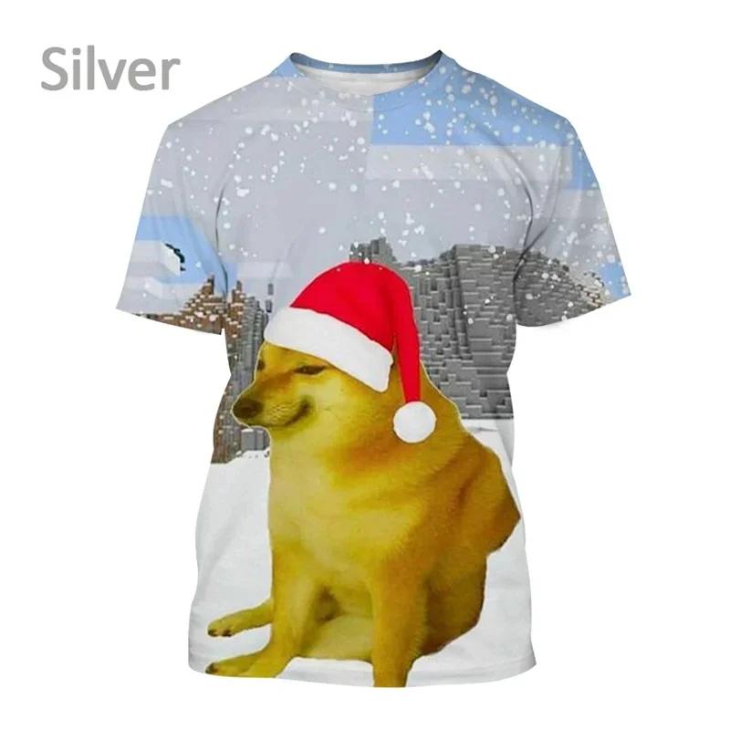 Astronaut Doge Dogecoin Graphic Printed T-Shirt Men Clothing Fashion Meme Cheems Casual 3D Printing Tee Tops