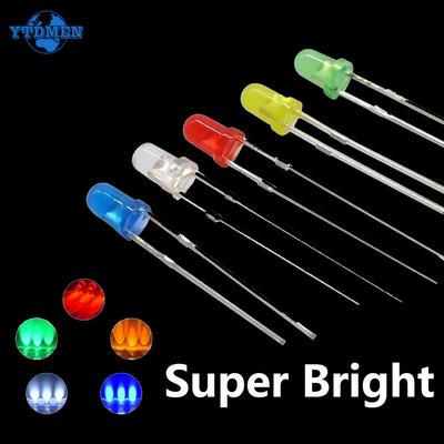 50/100 PCS 3 mm superhelle LED-Diode 3 V Mehrfarbige Lampen Weiß/Rot/Gelb/Grün/Blau Leuchtdioden Elektronische Komponente