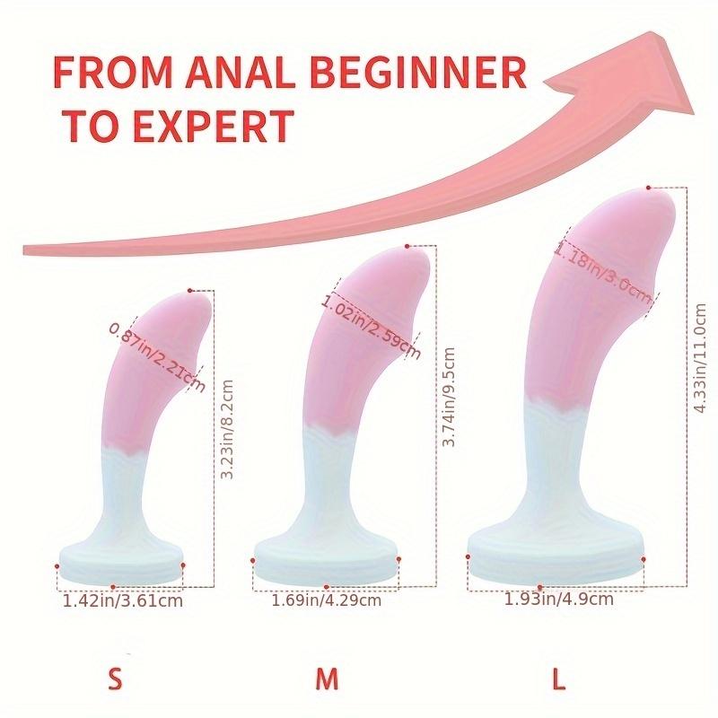 Silicone Jeweled Butt Plug - Pink Crystal Diamond Anal Plug, Soft Flexible Sex Toy for Women Men, Beginner Anal Training