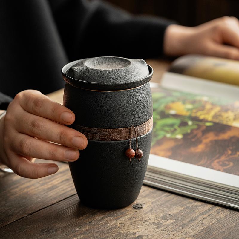 Tea Separation Tea Cup Ceramic with Lid Creative Tea Cup Personal Filter Office Portable Household Water Cup