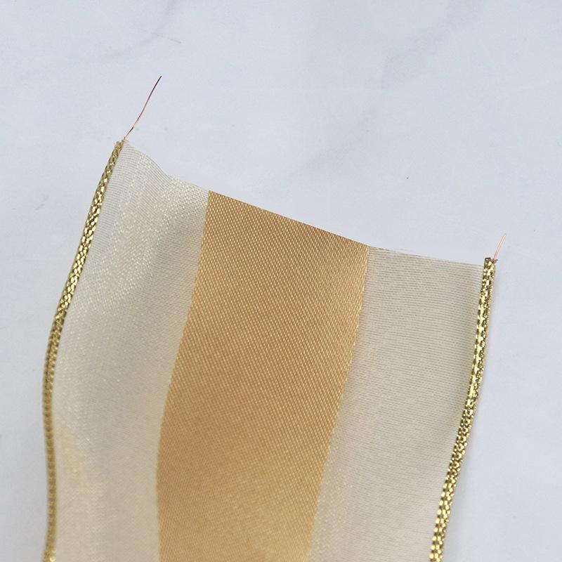 Ribbon Christmas Red Decorative Cuffed Edge Iron Copper Wire Shaping Special Ribbon Gift Packaging Box Tied Floating Ribbon Crafts Making Ribbons