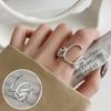 Korean Style S925 Silver Plated Geometric Open Finger Ring - Women's Vintage Hip Hop Jewelry for Index or Pinky Finger.
